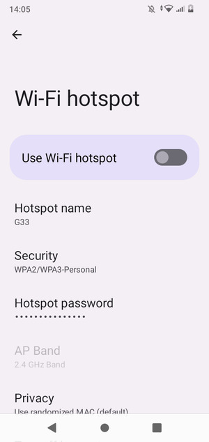Select Hotspot password
