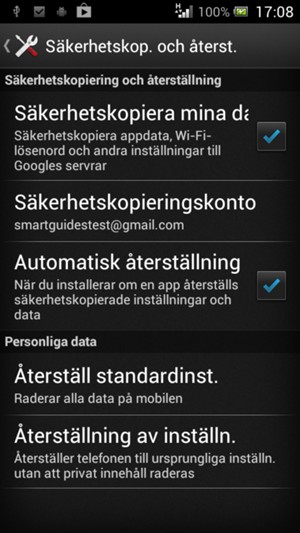 Välj Säkerhetskopieringskonto