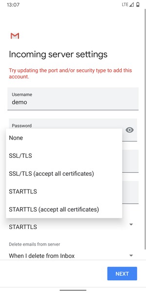 Select None and NEXT