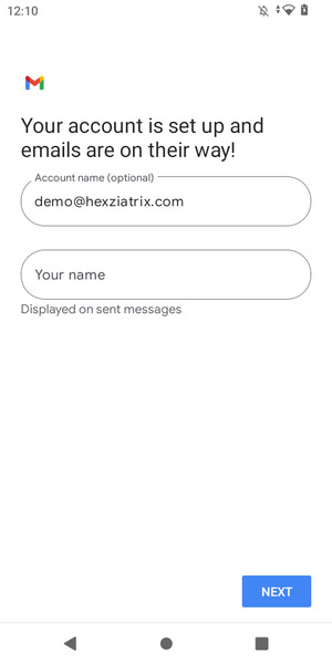 Give your account a name and enter your name. Select NEXT