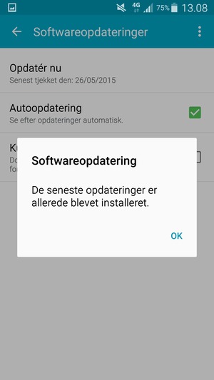 Hvis din telefon er opdateret, vælg OK