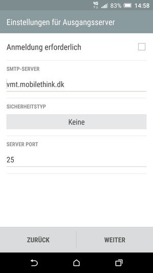 Deaktivieren Sie das Kontrollkästchen Anmeldung erforderlich und wählen Sie WEITER