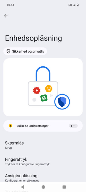 Vælg Skærmlås