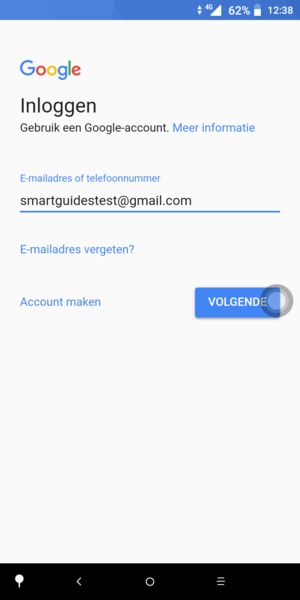 Voer uw Gmail adres in en selecteer VOLGENDE