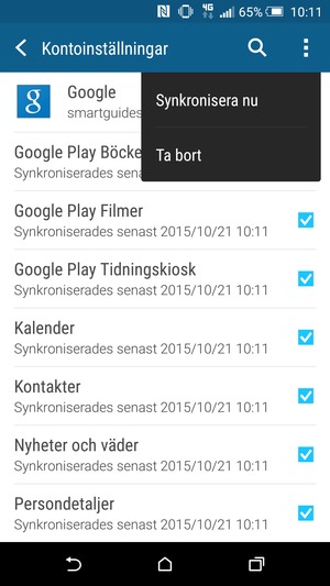 Välj Synkronisera nu