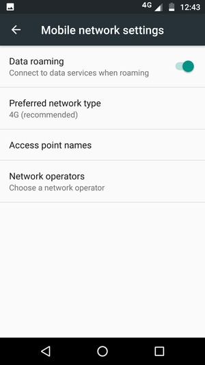 Turn Data roaming on or off