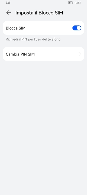 Seleziona  Cambia PIN SIM