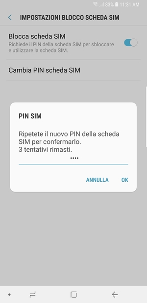 Conferma il nuovo PIN della scheda SIM e seleziona OK
