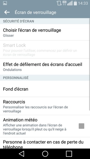 Sélectionnez Choisir l'écran de verrouillage