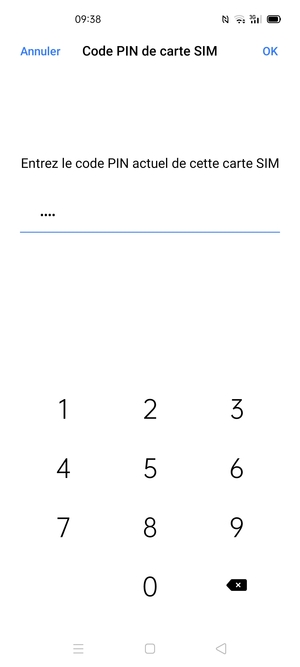 Saisissez code PIN actuel de cette carte SIM et sélectionnez OK