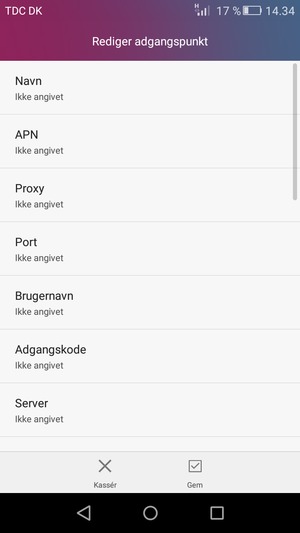 Indtast internet-oplysninger