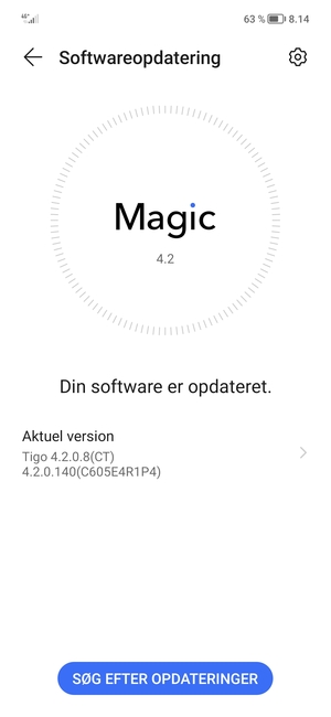 Hvis din telefon er opdateret, vil du se følgende skærmbillede