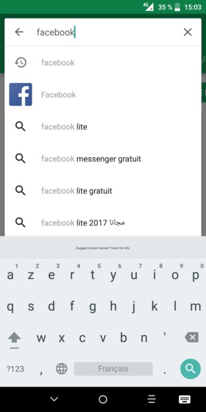 Saisissez le nom de l'appli et sélectionnez Rechercher