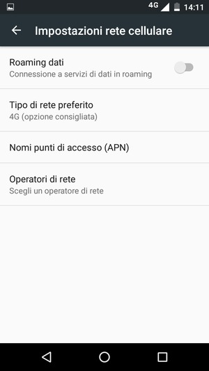 Seleziona Nomi punti di accesso (APN)