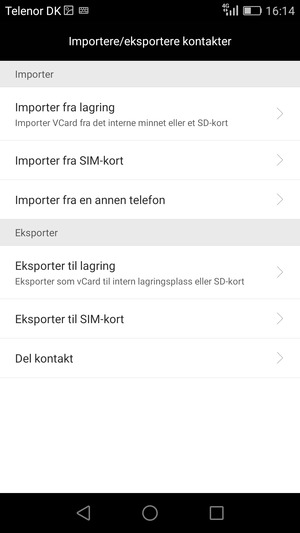Velg Importer fra SIM-kort