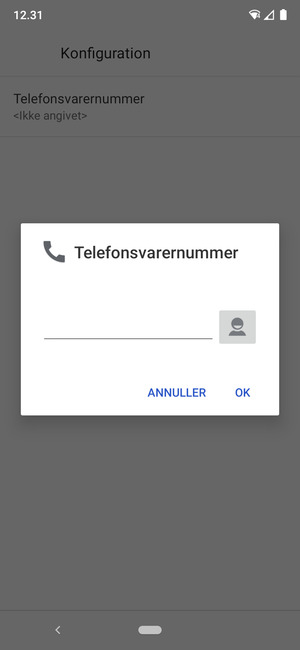 Indtast Telefonsvarernummer og vælg OK