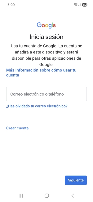 Introduzca su dirección de Gmail y seleccione Siguiente