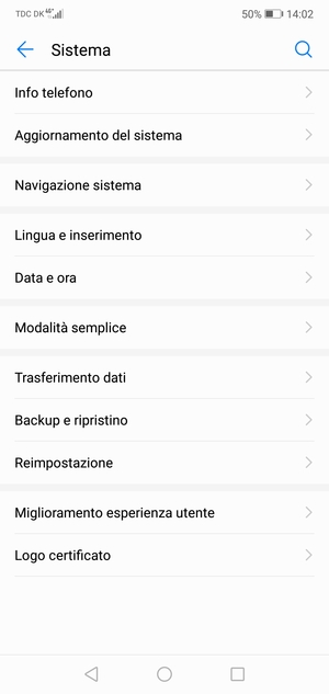 Seleziona Aggiornamento del sistema