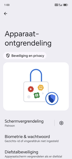 Uw telefoon is nu beveiligd met een schermvergrendeling