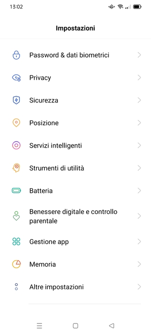 Scorri e seleziona Sicurezza