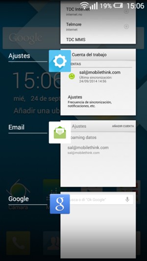 Deslice las aplicaciones a la derecha para cerrarlas