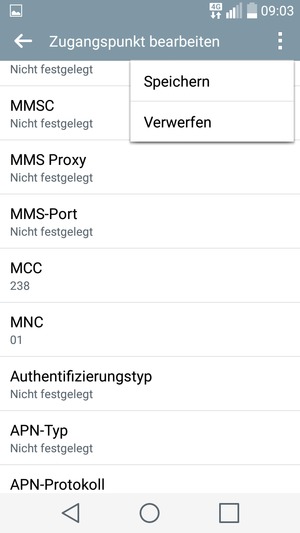 Wählen Sie die Menü-Taste und wählen Sie Speichern