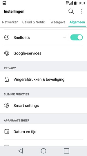 Scroll naar en selecteer Vingerafdrukken & beveiliging