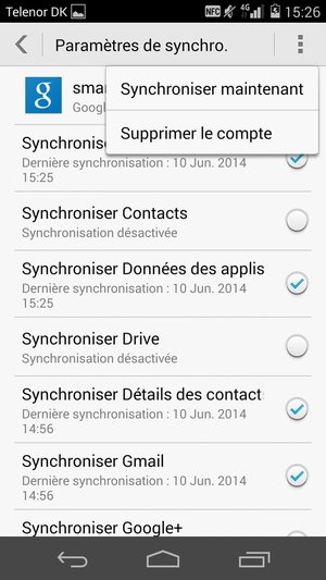 Si votre écran ressemble à ceci, sélectionnez le bouton du Menu et sélectionnez Synchroniser maintenant