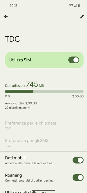 Attiva o disattiva Roaming