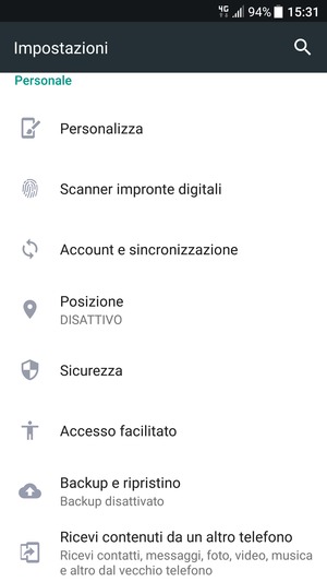 Scorri e seleziona Backup e ripristino