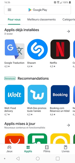 Sélectionnez la barre de Recherche
