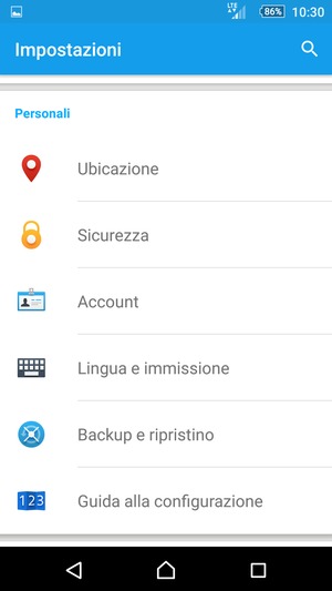 Torna al menu Impostazioni e seleziona Account