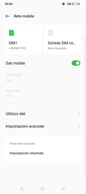 Seleziona SIM1 o SIM2