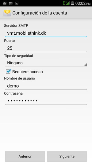 Introduzca la dirección de servidor saliente
