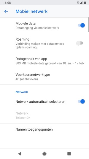 Selecteer Voorkeursnetwerktype