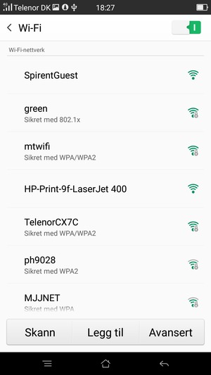 Velg det trådløse nettverket du vil koble til