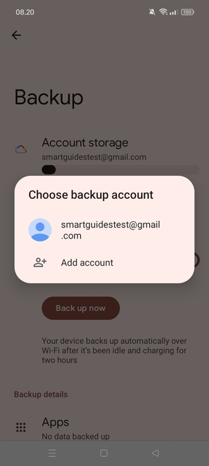 Select your backup account