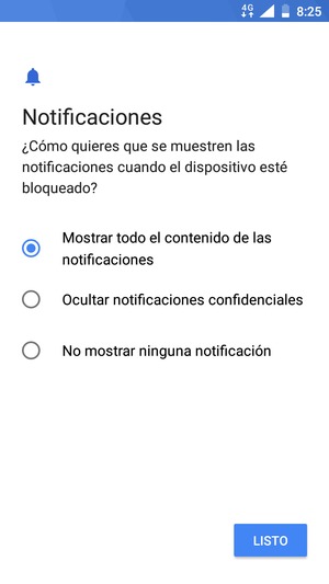 Seleccione la opción deseada y seleccione LISTO