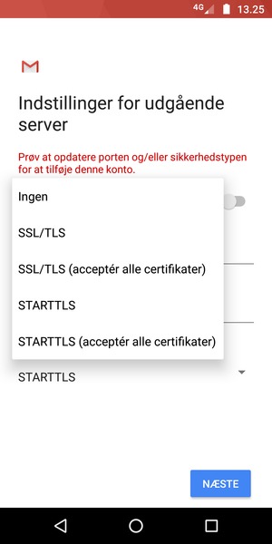 Vælg Ingen og NÆSTE