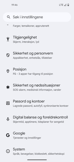 Bla til og velg Passord og kontoer