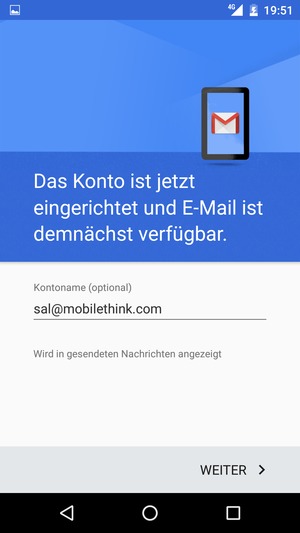 Geben Sie Ihrem Konto einen Namen und wählen Sie WEITER