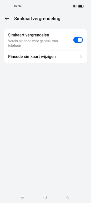 Selecteer Pincode  simkaart wijzigen