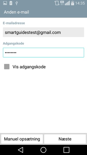 Indtast din Gmail eller Hotmail adresse og adgangskode. Vælg Næste