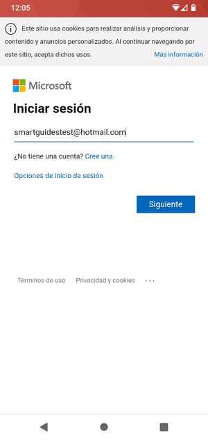 Introduzca su Dirección de correo electrónico y seleccione Siguiente