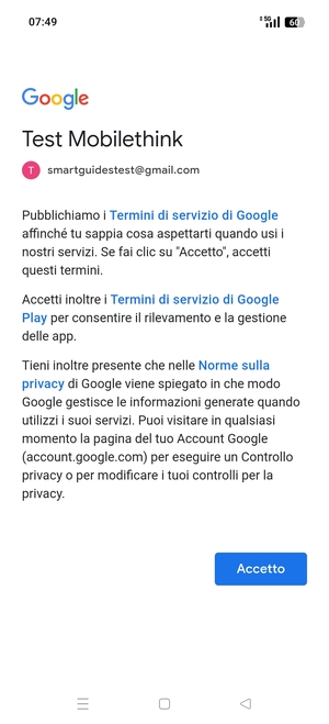 Seleziona Accetto