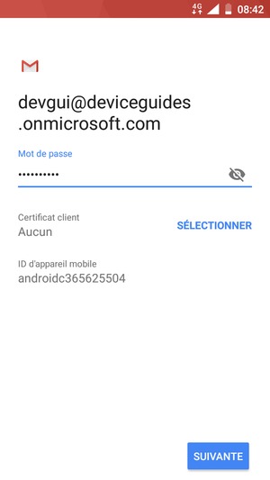 Saisissez votre mot de passe et sélectionnez SUIVANTE