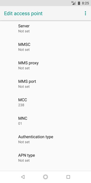 Scroll down and enter MMS information
