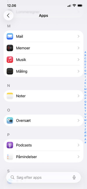 Scroll til og vælg Mail