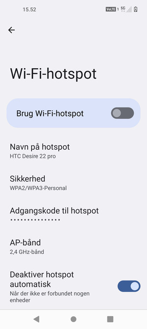 Vælg Adgangskode til hotspot