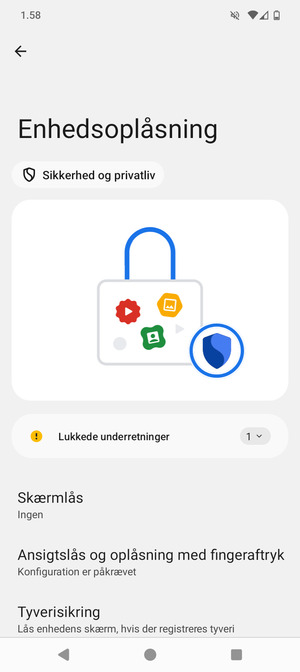 Vælg Skærmlås